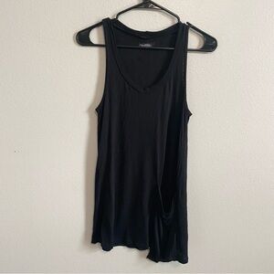 Lauren Moshi Black Elevated Basic Jersey Pocket Tank Size Small